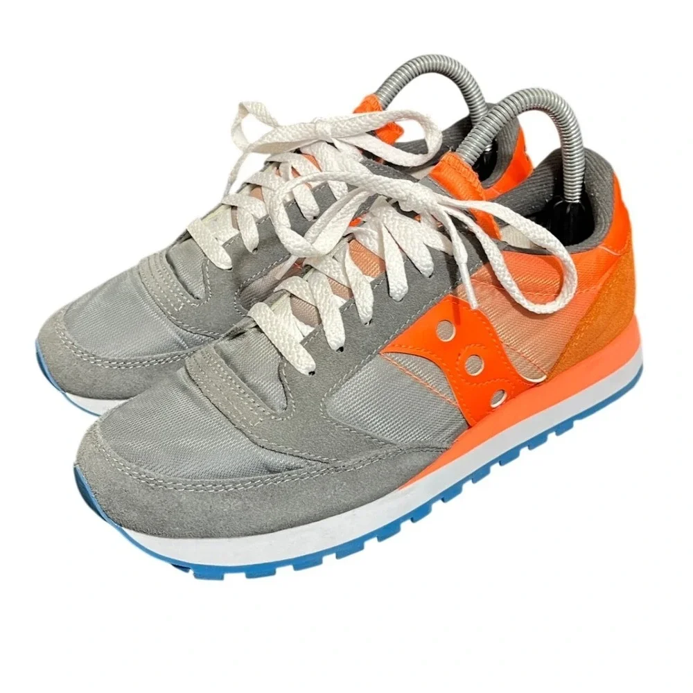 Saucony Jazz Original Sneakers Mens 6.5 Womens 8 Grey Orange‎ Retro Running Shoe